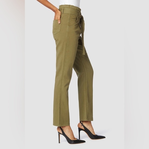 Hudson Remi High Rise Paper Bag Straight Jeans Size 27 Olive Green - Picture 2 of 12